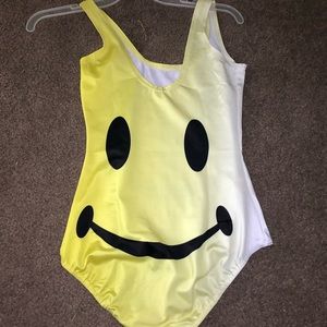 Smiley face rave body suit/ swim suit
